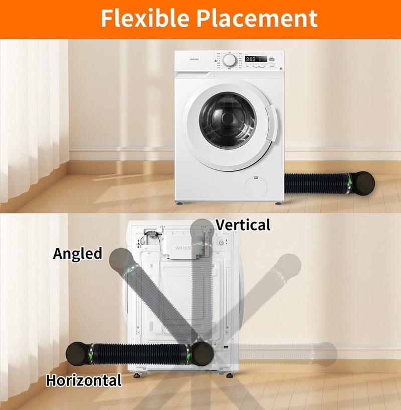 CAT SO RICH Dryer Vent Hose Connector Kit for Tight Spaces, 90° Elbow with 4-Inch 6.5FT PVC Hose, Transparent Black Upgrade, Tool-Free Installation - Image 2